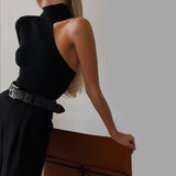 Women Jumpsuit Spring Turtleneck One-Shoulder Long Sleeve Top