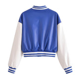 Women Leather Jacket PU Leather Baseball Uniform for Women Spring and Autumn Baggy Casual Jacket Stand Collar Cardigan Short Coat