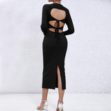 Women Dress Autumn Winter Sexy Sheath Tight Dress Hollow Dress