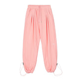 Men Sweatpants Loose Casual Straight Trousers Men's Wide-Leg Pants Drawstring Ankle-Tied Sweatpants