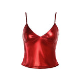 Women Tops Summer Slim Fit Vest Sexy Faux Leather Camisole Top