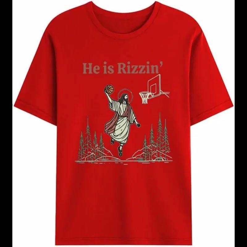 He Is Rizzin Funny Easter Jesus Playing Basketball Christian