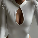 Women Jumpsuit Spring Sexy Turtleneck Hollow-out Long Sleeve Jumpsuit