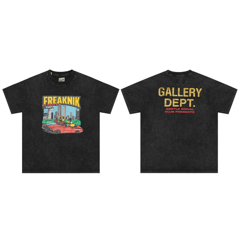 Gallery Dept T Shirts Car Painted Print Washed Short Sleeve plus Size