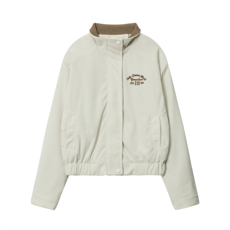 Women Jacket Embroidered Coat Retro Autumn and Winter Stand Collar Casual Loose Sports Jacket