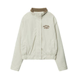 Women Jacket Embroidered Coat Retro Autumn and Winter Stand Collar Casual Loose Sports Jacket