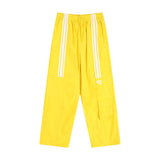 Men Sweatpants Casual Trousers Striped Stitching Ruffle Ankle-Tied Drawstring Sports Pants