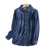 Women Jacket Denim Shirt Autumn Vintage Coat Top