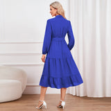 Women Date Dress Stand-up Collar Bowknot Dress Autumn and Winter
