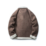 Unisex Winter Cotton Coat Suede Lapel Cotton-Padded Coat Vintage Pocket Decoration Warm-Keeping Cotton Clothing
