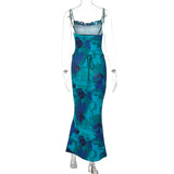 Women Dresses Spring Sexy Backless Printing Slip Dress