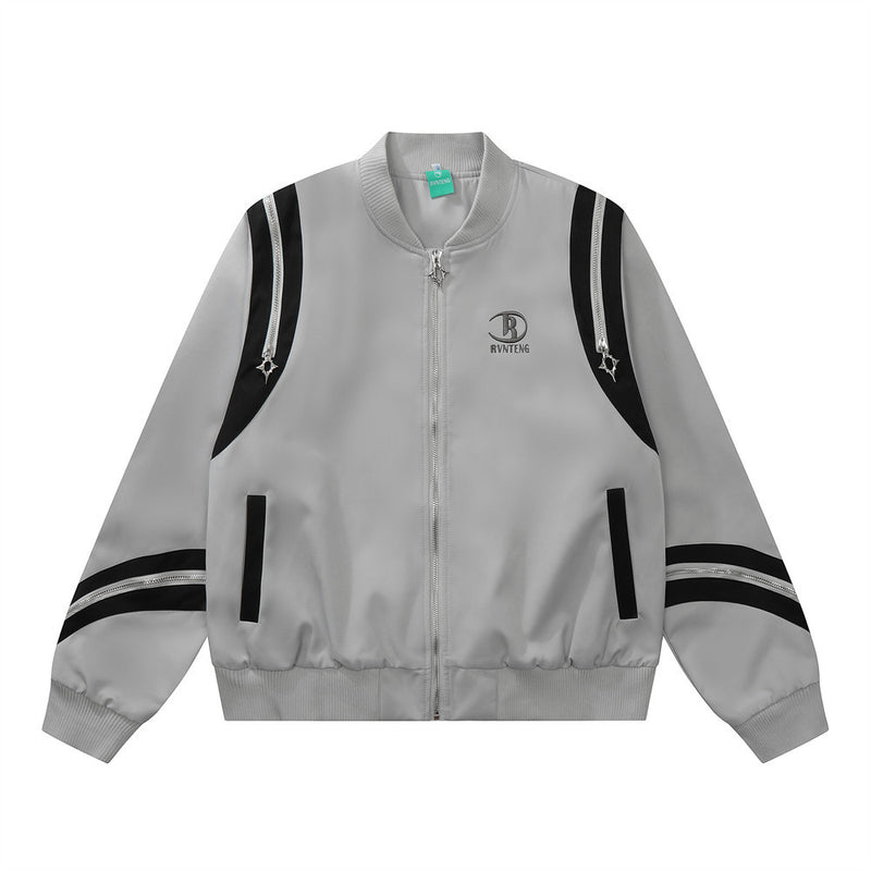 Women Jacket Zipper Coat Spring and Autumn Loose Lapel Sport Cardigan
