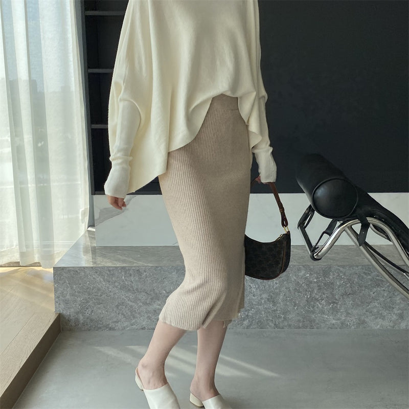 Women Knitted Skirt Autumn Knitted Skirt Hip Skirt