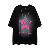 Men T Shirt Five-Pointed Star Puff Print Short Sleeve T-shirt