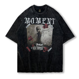 Men T Shirt Skull Print Washed Short Sleeve T-shirt