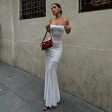Women Dresses Summer Sexy Slim Fit Long Dress Mesh Fishtail Dress