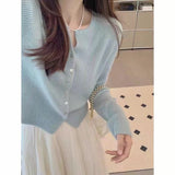 Women Knitwear Autumn Winter Retro round Neck Sweaters Cardigan