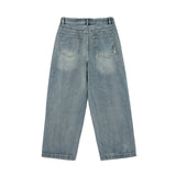 Men Jeans Straight Jeans Men's and Women's Retro Loose Wide Leg Denim Trousers