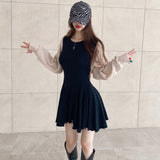 Women Dresses round-Neck Long-Sleeved Dress Long Sleeve Short Dress