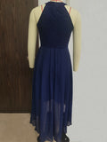 Women Evening Gown Sexy Slim Irregular Chiffon Dress