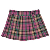 Women Skirt Plaid Pleated Skirt Girls Summer Casual Miniskirt Embroidered A- line Skirt