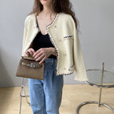 Women Cardigan Sweater Autumn Knitted Short Coat Slim-Fit Cardigan Long Sleeve Coat 2ta07