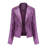 Red Leather Jacket Spring and Autumn Women's Leather Jacket Women's Short Jacket