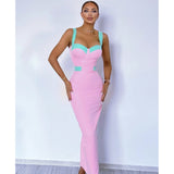 Women Dresses Bandage Long Dress Pink Elegant Party Dress Skirt (Ont0408)
