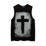 Men Vest Hip Hop Graffiti Sleeveless T-shirt Loose Couples Vest