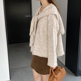 Women Knitted Two-Piece Set Jia Woven Long Sleeve round Neck Shawl Two-Piece Sweater