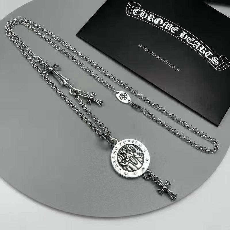 Chrome Hearts Necklace Vintage Male Female Angel Sword Cross Pendant