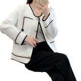 Women Knitwear Autumn and Winter round Neck Coat Loose Knitted Cardigan