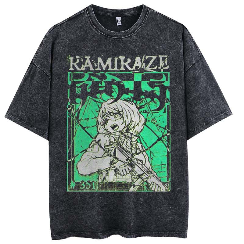 Pure cotton washed old animation printed cartoon style T-shirt