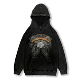 Men Hoodie Butterfly Print Washed Hooded Sweater