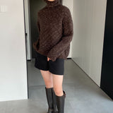 Women Winter Knitted Sweater Loose-Fitting Long Sleeve Sweater Sweater 1t8849