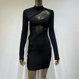 Women Dresses Long Sleeve Bandage Dress Ultra Short Dress (Ont0408)