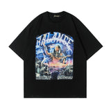 Men T Shirt Oversize Hip Hop Retro Half Sleeve T-shirt
