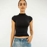 Women T-shirt Summer Turtleneck Sleeveless Vest Top