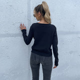 Women Knitted Sweater Autumn Long Sleeve Diamond Plaid V-neck Cardigan Knitted Sweater Coat