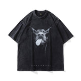 Summer washed old t-shirt printed short-sleeved men's t-shirt