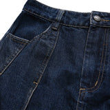 Women Long Skirt Denim Skirt A- line Pleated Skirt Loose Skirt