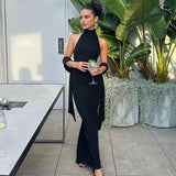 Women Dresses Sexy Backless Bright Silk Dress
