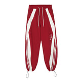 Men Sweatpants Stitching Contrast Color Sports Straight Sweatpants Men's Loose Wide Leg Leisure Floor Pants