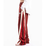 Men Sweatpants Casual Straight-Leg Sweatpants Zipper Color Contrast Patchwork Wide Leg Pants Sports Pants