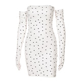 Women Dresses Spring Black Heart Printing Oversleeves Dress