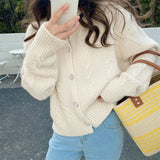 Women Knitwear Autumn and Winter round Neck Sweater Loose Knitted Cardigan