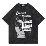 Washed retro t-shirt cartoon print graphic casual cotton summer short sleeves