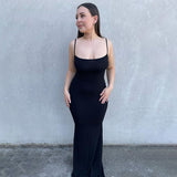 Women Dresses Casual Sleeveless Slim Fit Camisole Dress (Bla0420)