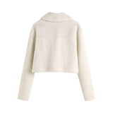 Women Jacket Fall and Winter Lapels Long Sleeve Fleece Loose Short Jacket Coat
