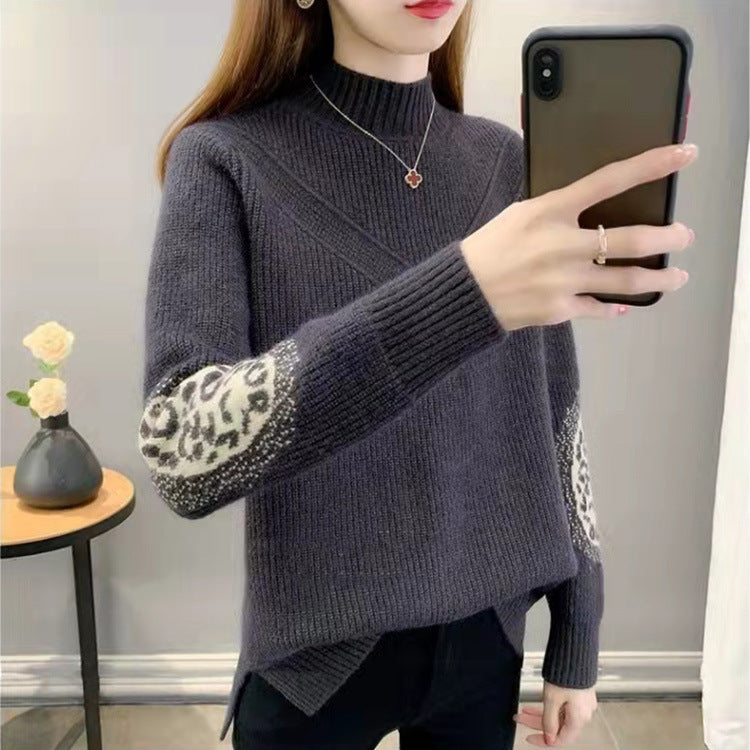 Women Knitted Pullover Sweater Autumn and Winter Turtleneck Loose Long Sleeve Sweater